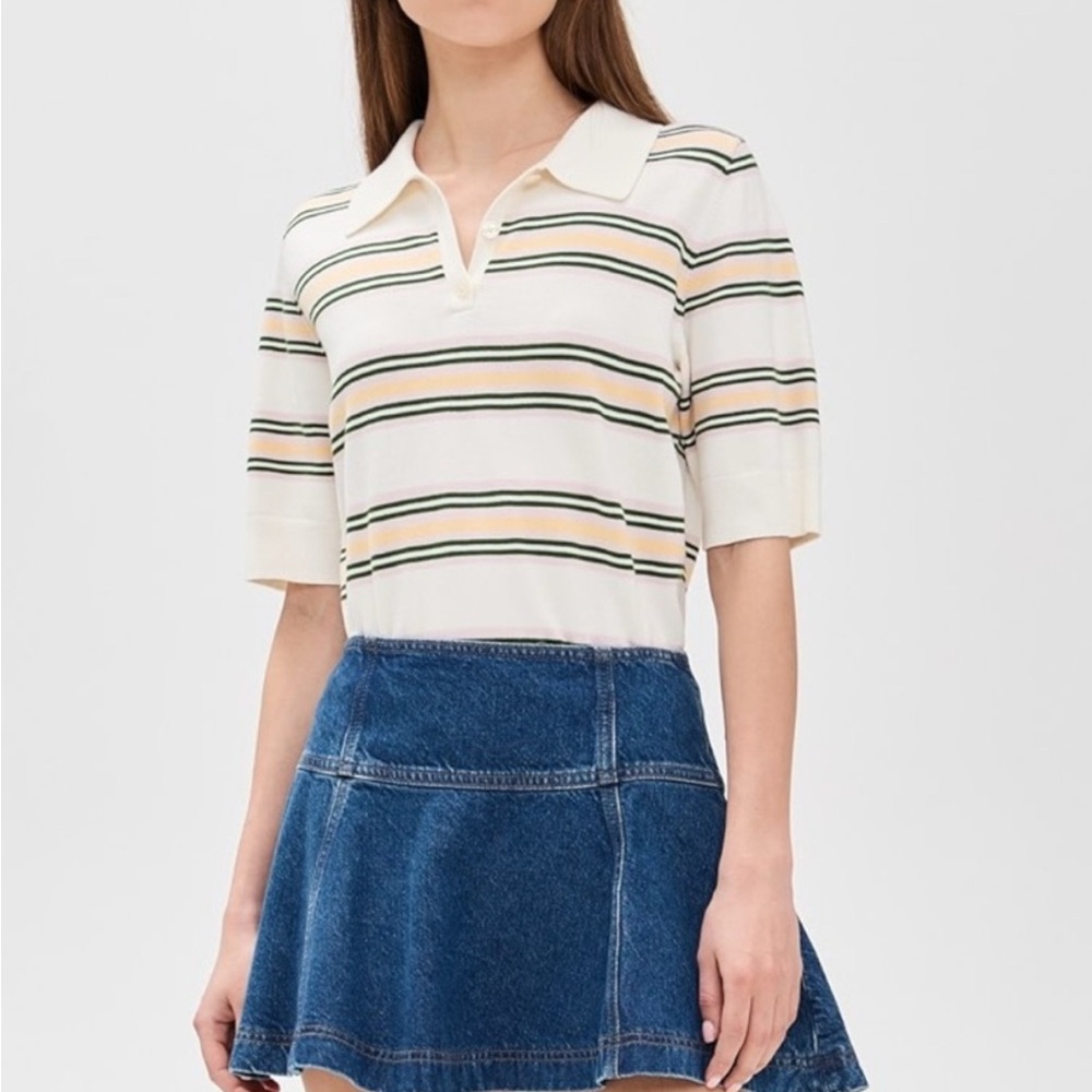 Reformation Campbell Cotton Polo Sweater - size small - Picture 2 of 10